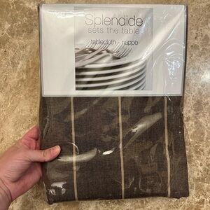 Splendid Brown and Tan Striped Tablecloth